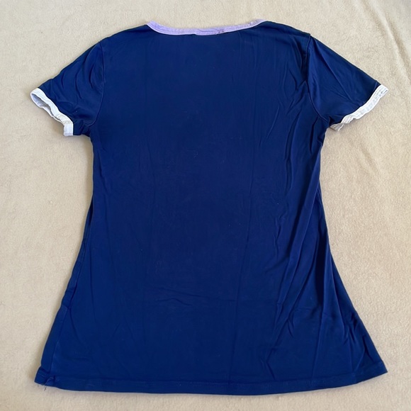 Navy ModCloth Ringer Short-Sleeved Tee, White and Lavender Trim, XXS - Picture 5 of 5